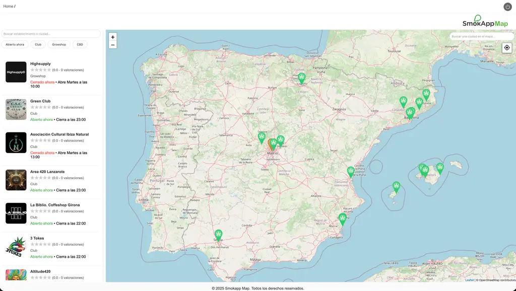 Mapa de clubes de SmokApp