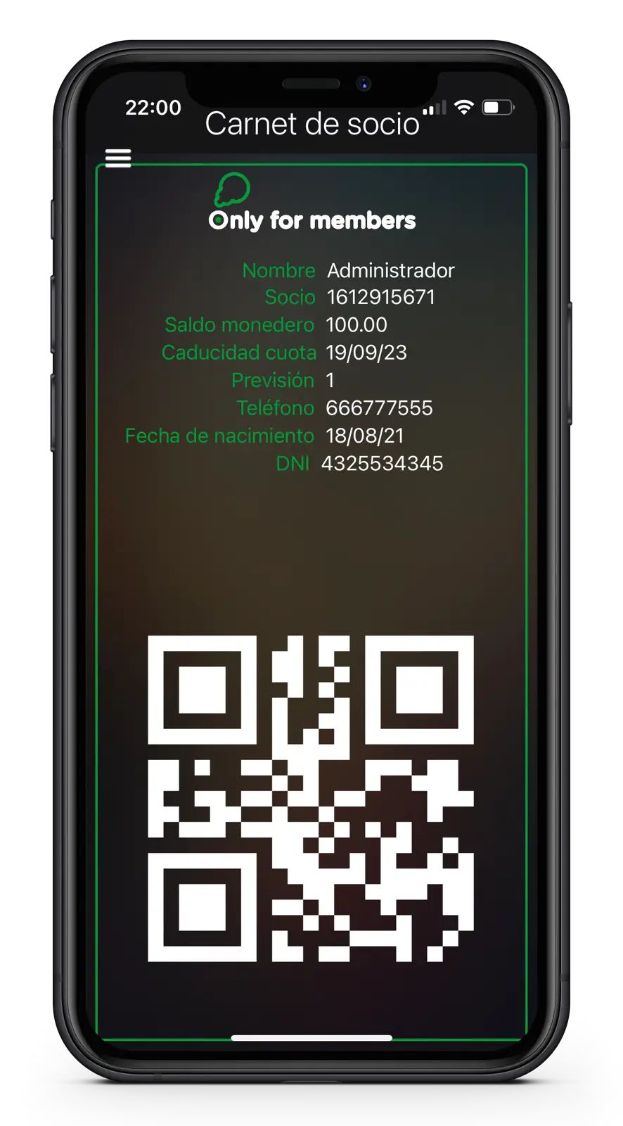 Carnet de socio virtual de SmokApp