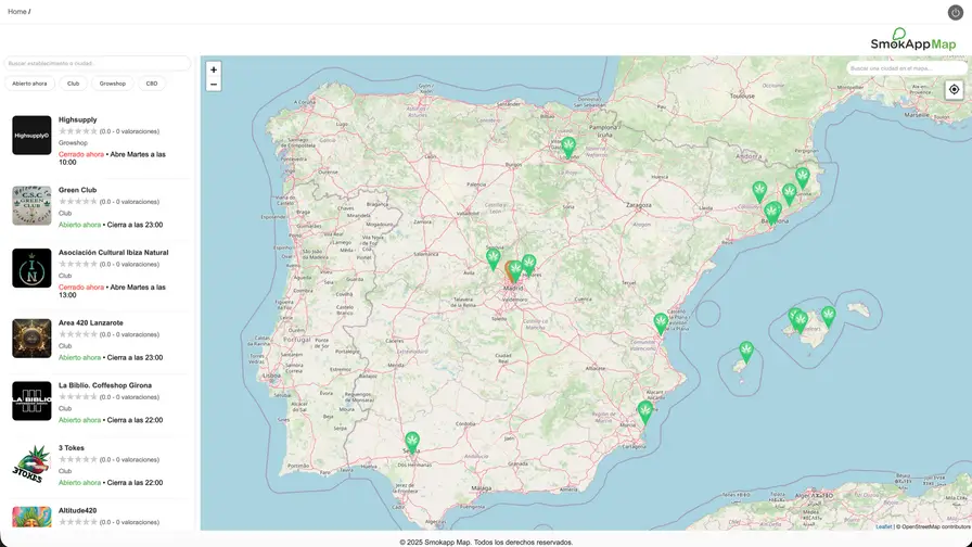 Mapa de clubes de SmokApp