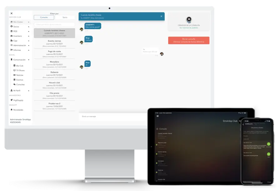 Chat con socios en SmokApp
