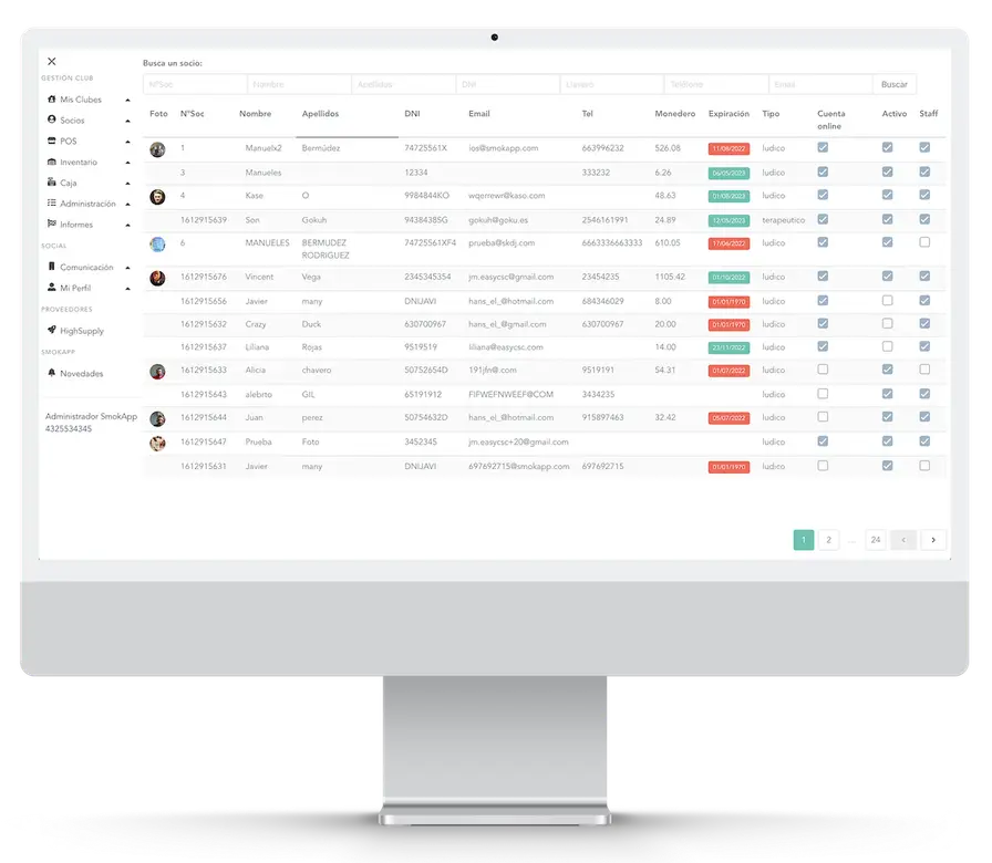 Gestión de socios en SmokApp